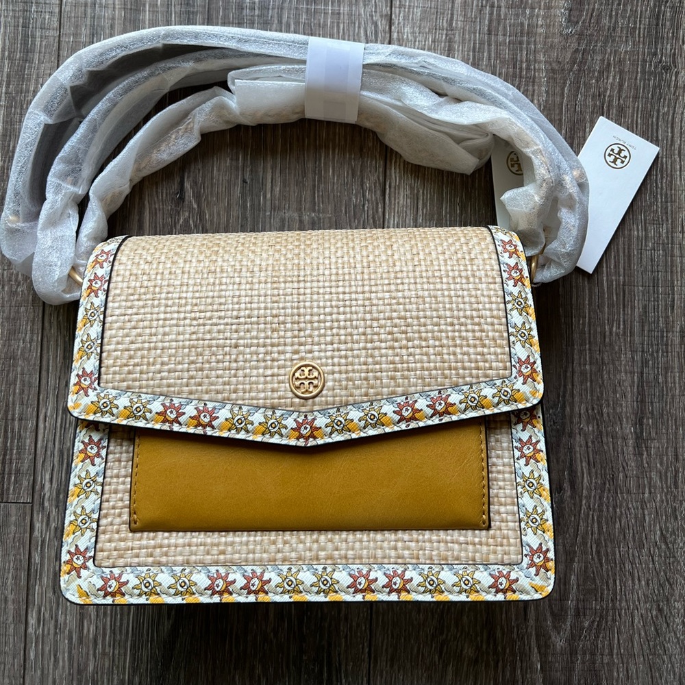 Tory Burch Robinson Trimmed Straw Convertible Bags